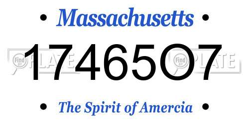 17465O7 Massachusetts License Plate
