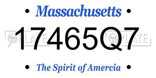 17465Q7 Massachusetts License Plate