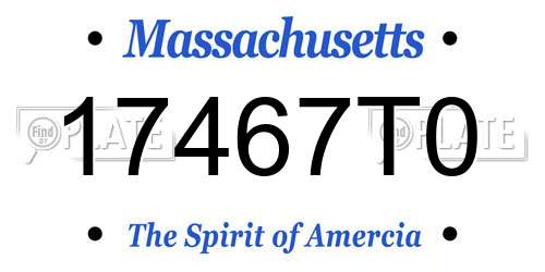 17467T0 Massachusetts License Plate