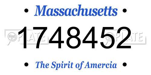 1748452 Massachusetts License Plate