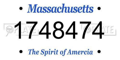 1748474 Massachusetts License Plate