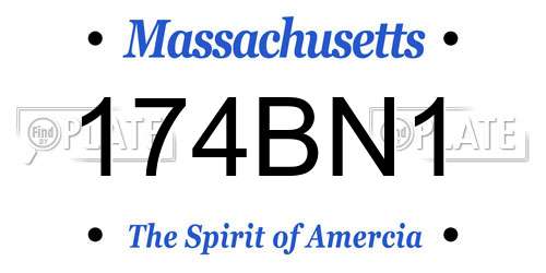 174BN1 Massachusetts License Plate