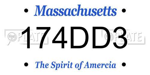 174DD3 Massachusetts License Plate