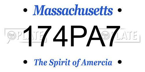 174PA7 Massachusetts License Plate