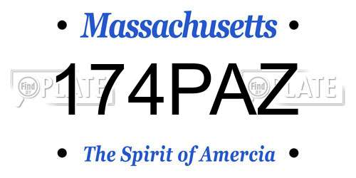 174PAZ Massachusetts License Plate