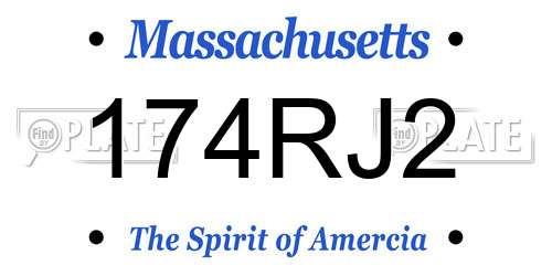 174RJ2 Massachusetts License Plate