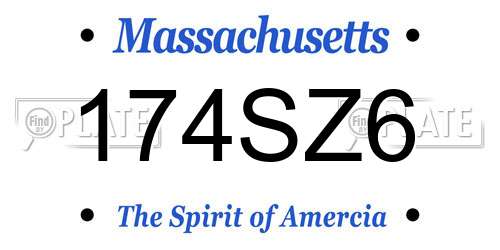 174SZ6 Massachusetts License Plate