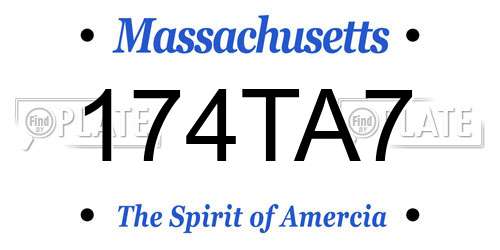 174TA7 Massachusetts License Plate