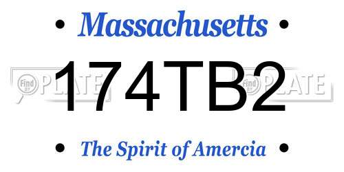 174TB2 Massachusetts License Plate