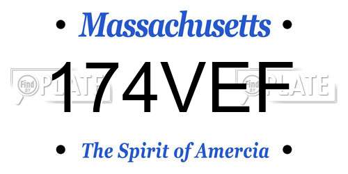 174VEF Massachusetts License Plate
