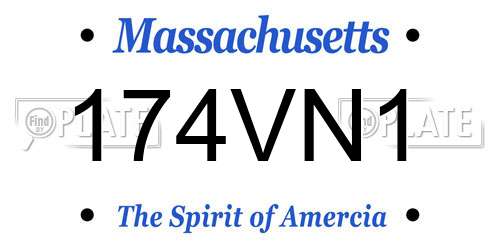 174VN1 Massachusetts License Plate