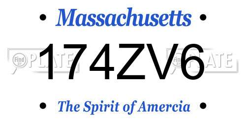 174ZV6 Massachusetts License Plate
