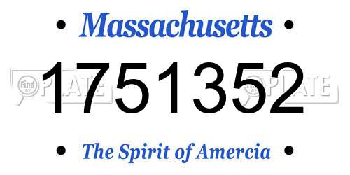 1751352 Massachusetts License Plate