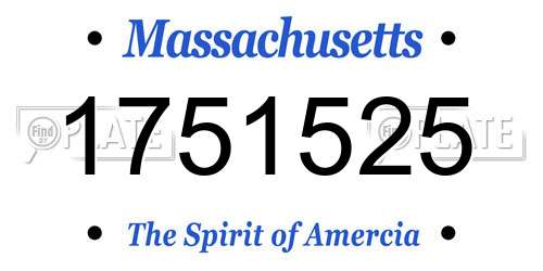 1751525 Massachusetts License Plate