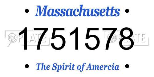 1751578 Massachusetts License Plate