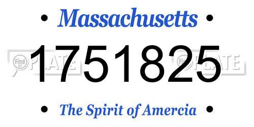 1751825 Massachusetts License Plate