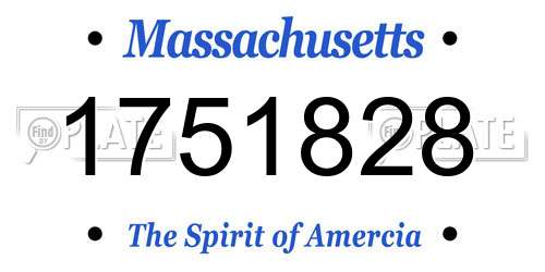 1751828 Massachusetts License Plate