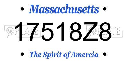 17518Z8 Massachusetts License Plate
