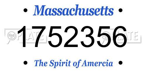 1752356 Massachusetts License Plate