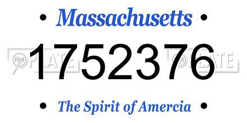 1752376 Massachusetts License Plate