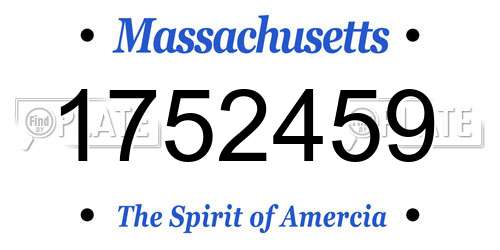 1752459 Massachusetts License Plate