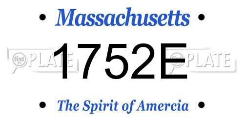 1752E Massachusetts License Plate