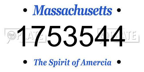 1753544 Massachusetts License Plate