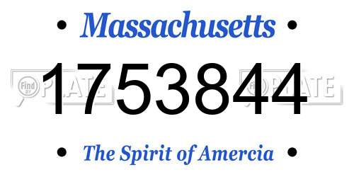 1753844 Massachusetts License Plate