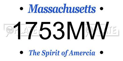 1753MW Massachusetts License Plate