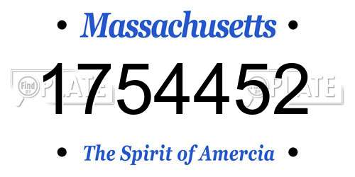 1754452 Massachusetts License Plate