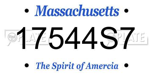 17544S7 Massachusetts License Plate