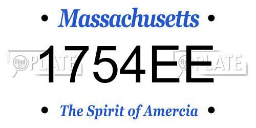 1754EE Massachusetts License Plate