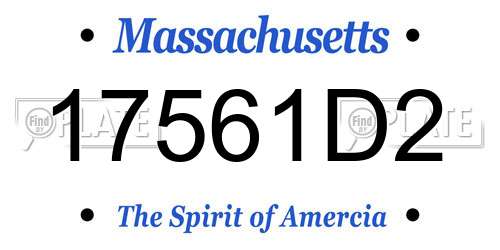 17561D2 Massachusetts License Plate