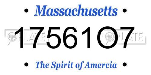 17561O7 Massachusetts License Plate