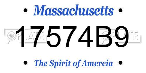 17574B9 Massachusetts License Plate