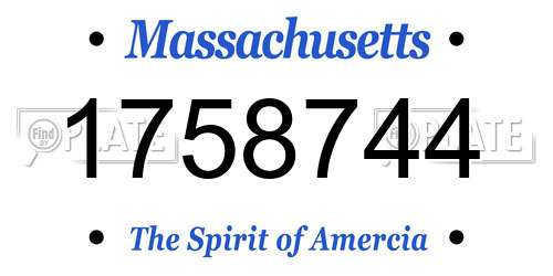 1758744 Massachusetts License Plate