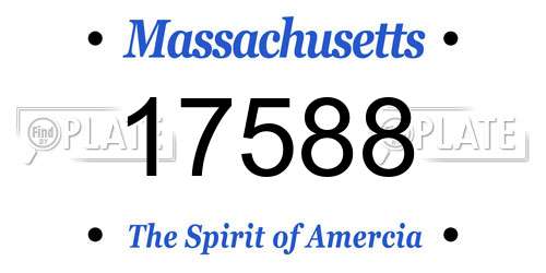 17588 Massachusetts License Plate