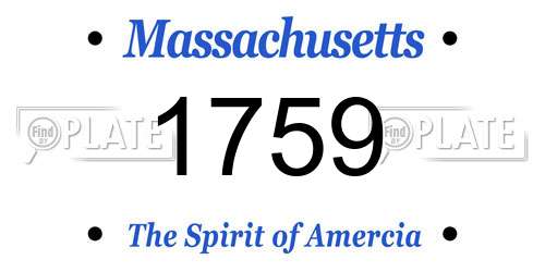 1759 Massachusetts License Plate