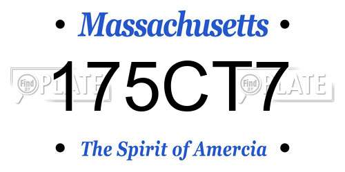 175CT7 Massachusetts License Plate