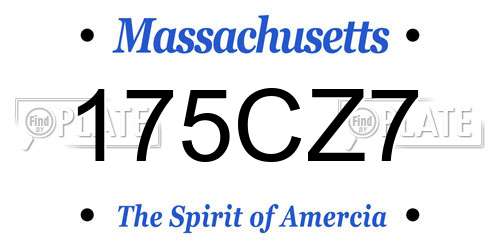 175CZ7 Massachusetts License Plate