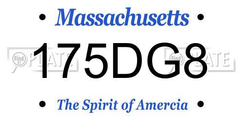 175DG8 Massachusetts License Plate