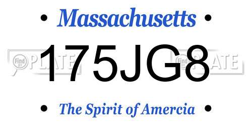 175JG8 Massachusetts License Plate