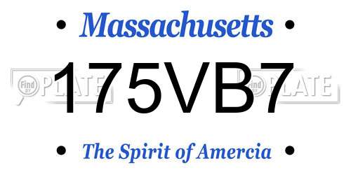 175VB7 Massachusetts License Plate