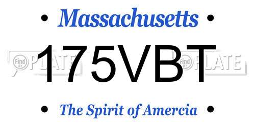 175VBT Massachusetts License Plate