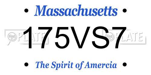 175VS7 Massachusetts License Plate