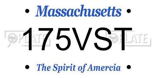 175VST Massachusetts License Plate