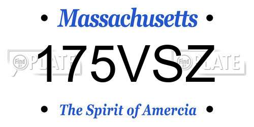 175VSZ Massachusetts License Plate