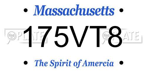 175VT8 Massachusetts License Plate
