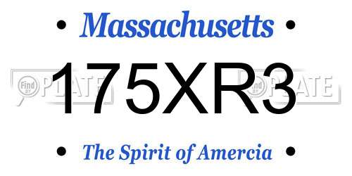 175XR3 Massachusetts License Plate