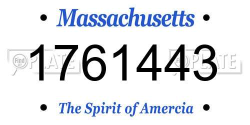 1761443 Massachusetts License Plate